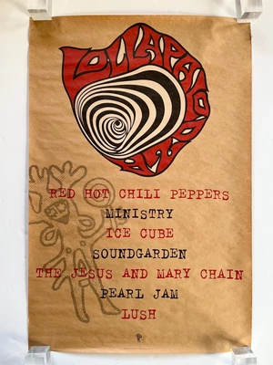 $195 • Buy 1992 Lollapalooza Concert Poster Pearl Jam Ice Cube Red Hot Chili Peppers Lush