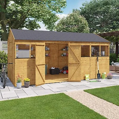 Garden Shed Wooden Shed Reverse Apex Roof  10 X 8ft - 20 X 10ft T&G BillyOh • £1502