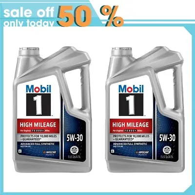 Mobil 1 High Mileage Full Synthetic Motor Oil 5W-30 5 Qt 2 Pack • $51.35