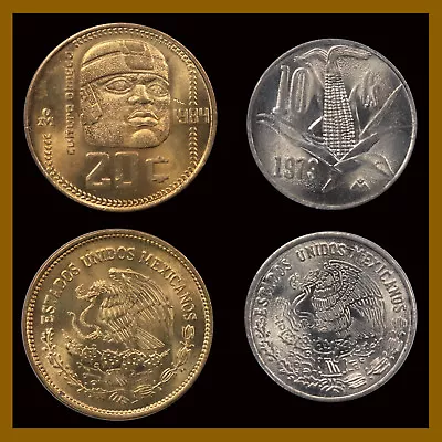 Mexico 10 & 20 Centavos (Cent) (2 Coin Set) 1977-1984 Eagle & Snake Olmeca • $4.99