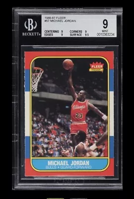 1986-87 Fleer #57 Michael Jordan RC Rookie BGS 9. True 9. Great Subs. GOAT • $10999.99