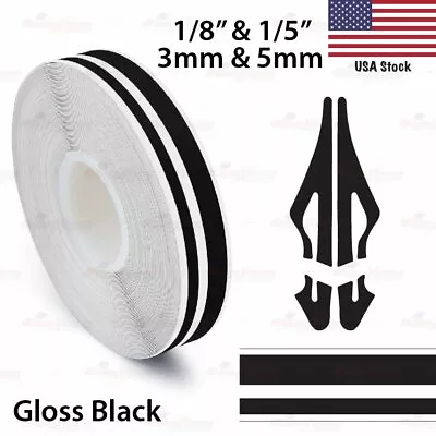 GLOSS BLACK 15mm 9/16  Roll PinStripe Striping Twin Lines Tape Vinyl Car STICKER • $8.96