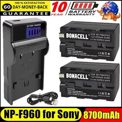 2x 8700mAh NP-F960 Battery + USB LCD Charger For Sony NP-F970 NP-F930 Camera AU • $45.99