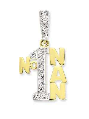 9ct Gold No1 Nan Gran Nanny Cz Cubic Zirconia  Pendant Charm Chain Gift Box • £129.99