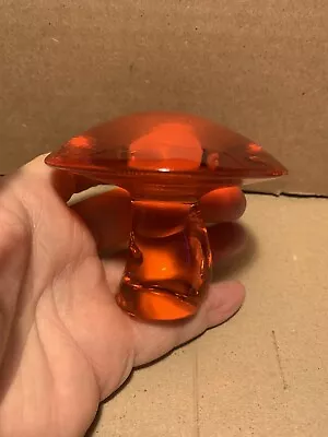 Vintage Viking Glass Mushroom Orange Persimmon 3 1/2“ Across • $187.50