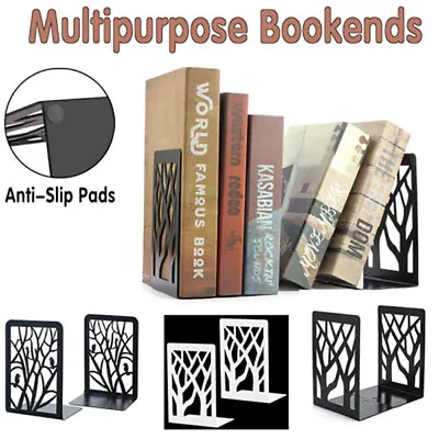 1 Pair Heavy Duty Metal Bookends Decorative Book Ends Holder Stationery Supplies • $17.33