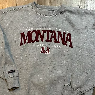 Montana Grizzlies Large Sweatshirt Jansport Gray Crewneck Maroon Embroidered • $29.99
