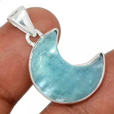 Moon - Natural Aquamarine 925 Sterling Silver Pendant Jewelry CP43623 • $11.99