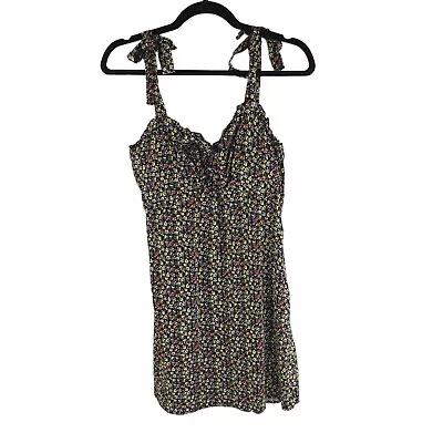 Mimi Chica Dress A Line Tie Straps Removable Cups Floral Black L • $8.49