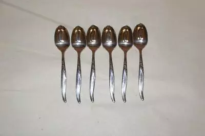 6 Wm Rogers Oneida Stainless La Rose Demitasse Spoons 4 3/8  • $15.99