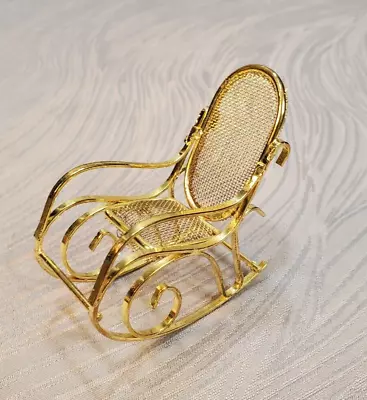 Vintage Dollhouse Miniatures Brass Mesh Rocking Chair Heartland • $8