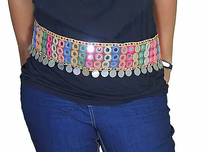Gypsy Belly Dance Mirror Banjara Belt - Embroidery Coin Work Accessory One Size • $35.99