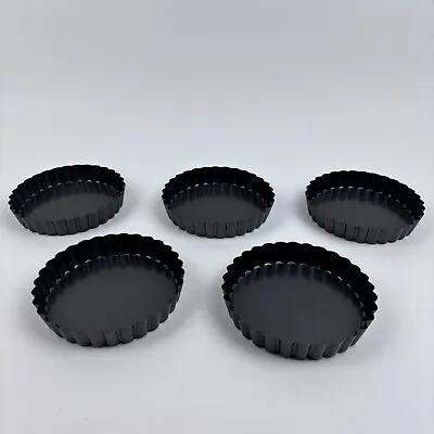 5 Packs Mini Tart Pan 4 Inch With Removable Bottom For Baking Nonstick Carbon St • $9.99