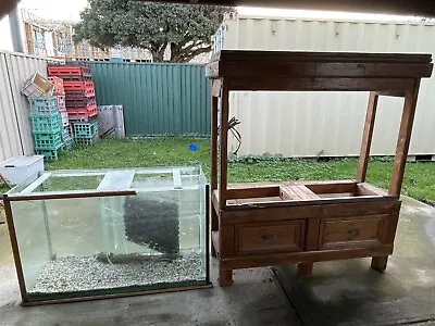 $300 • Buy 400 Litre 4ft Wide 2.5ft High Fish Tank And Antique Looking Stand -  $200 Pump