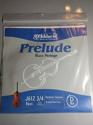 D'Addario Prelude Series Double Bass D String 3/4 Size Medium Tension J612 • $9.99