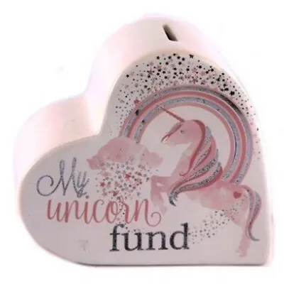 £6.95 • Buy New Heart Shaped Unicorn Money Box Tin Piggy Bank Savings Coins Xmas Gift Girls