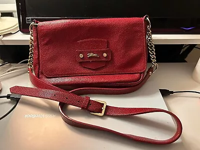 Longchamp  Leather Crossbody Shoulder Bag Handbag Cognac AUTHENTIC Excellent Con • £40