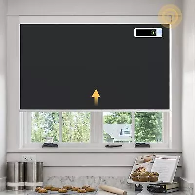 Motorized Roller Blinds Blackout Automatic Shades With Solar Panel Cordless ... • $87.26