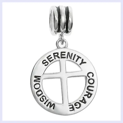 925 Sterling Silver Serenity Courage Wisdom Christ Cross European Charm Bracelet • $26.98