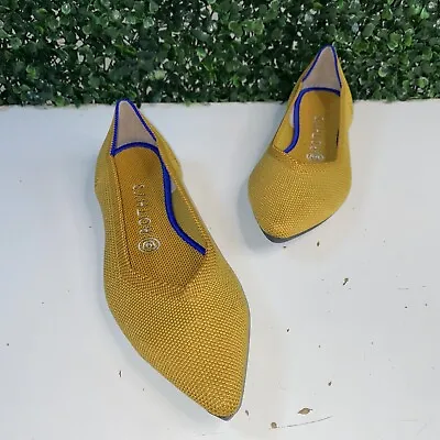 Rothy’s “THE POINT” Mustard Yellow Knit Pointed Toe Slip On Flats Women’s 8 • $64.99