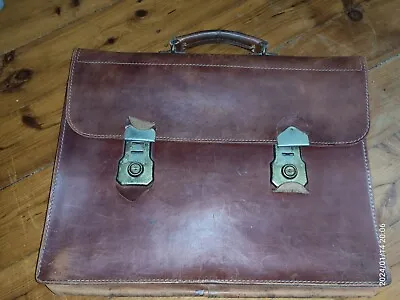  Lizard & Co  Vintage Leather Briefcase Bag Cowhide Brown • $80