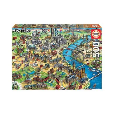 Educa London City Map 500pc Jigsaw Puzzle Featuring Major Landmarks NEW SEALED • £3.54