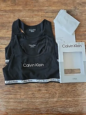 BNWT Calvin Klein Bralette With Lrg Ck Logo Black  10 -12 (Med) • £13.33
