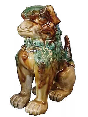 Asian Chinese Ceramic Foo Dog Sculpture Guardian JINGDEZHEN Handpainted 9   • $17.99