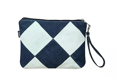 Stylish Small Make-up Accessory Bag- Combinations Of Dark Blue With Ice Blue • £12.50