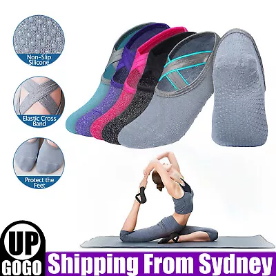 Yoga Socks Non Slip Pilates Massage Ballet Socks With Grip Exercise Cotton Gym • $5.89