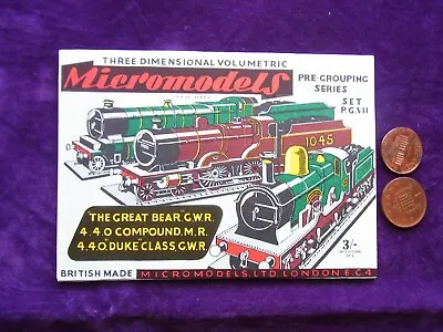 Card Model Kit – Micromodels SET P.G. VII PRE-GROUPING SERIES– 3 Locomotives. • £4.99