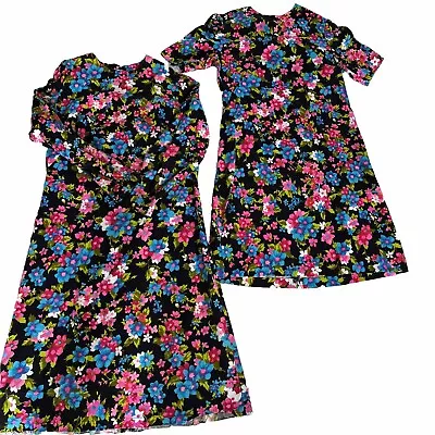 Vintage Hawaiian Bark Cloth Dresses Lot 2 Size S/M 60s Vibrant Floral 70s • $29.99