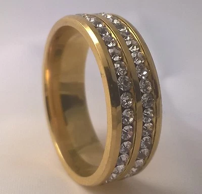 $70 • Buy G-Filled Men's 18ct Yellow Gold Simulated Diamond Wedding Ring 8mm Band Bling 10