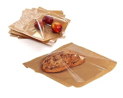 £14.95 • Buy 500 X Brown Film Fronted Food Display Bags Clear Window For Sandwich 8.5  X 8.5 