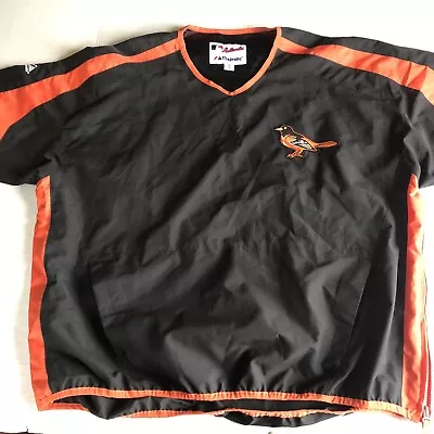 Majestic Baltimore Orioles Black Pullover Windbreaker Short Sleeve XL A741 • $35