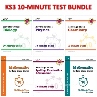 KS3 Years 7-9 10 - Minute Tests 6 Books Bundle With Answer Cgp Key Stage 3 • £36.99