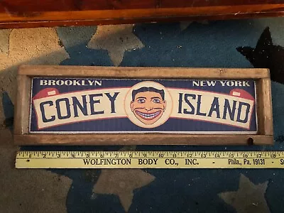 Vntg Style ALL Wood Sign “CONEY ISLAND Brooklyn New York” 17-1/4”x5-1/2”x1-1/2” • $21.50