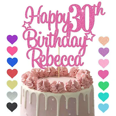 £2.76 • Buy Personalised Happy Birthday Cake Topper Any Age Any Name 16 18th 21st 30th 50th