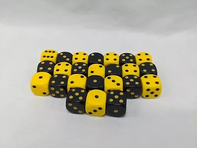 Lot Of (24) Black And Yellow 12mm D6 Dice • $14
