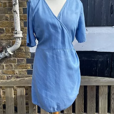 £12.70 • Buy ASOS Design Blue Chambray Soft Denim Wrap Dress Size 16