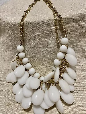 Vintage White  Plastic? Chunky Layered Statement Adjustable Necklace • $4.12