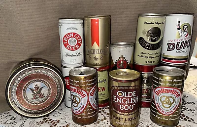 Vintage 12 Lot  Beer Can Collection Old Pull Tab Flat Top Steel Aluminum • $15