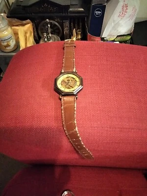 £1 • Buy Octagonal Gents Skeleton Watch For Parts