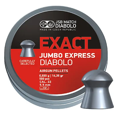 JSB Jumbo Exact Express Diablo Domed .22 5.52mm Air Rifle Gun 22 Pellets 500 • £20.39