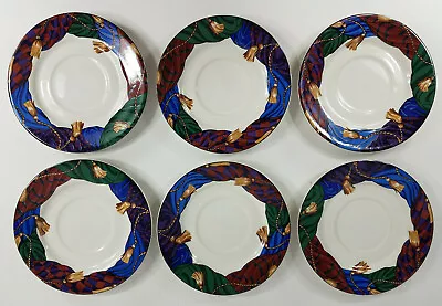 Lot Of 6 VTG Vitromaster By Sue Zipkin Curtain Call Stoneware 6 In Saucers 1993 • $39.99