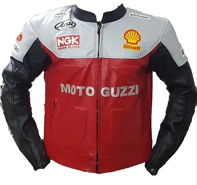 Moto Guzzi Motorbike Jacket Top Quality Cowhide Leather With Inner CE Protection • $202.06