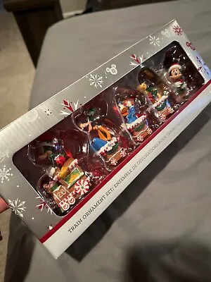 Disney Mickey And Friends Gingerbread Train Christmas Ornament Set Of 5 NEW • $60