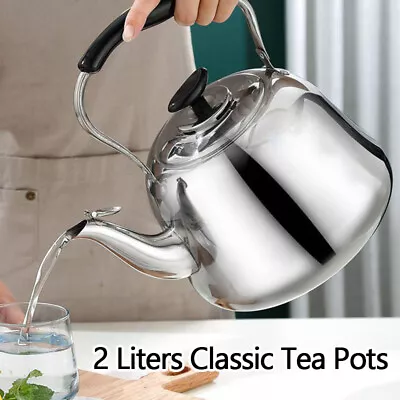 Whistling Kettle 2 Liters Stainless Steel Tea Pots Stove Top Camping Kettle AU • $30.88