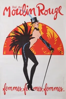 Gruau Bal Du Moulin Rouge Revue Femmes Femmes Femmes 1978 Vintage Poster • $1150