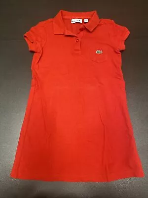 Lacoste Girls Solid Red Polo Shirt Dress Size 6 EUC • £16.09